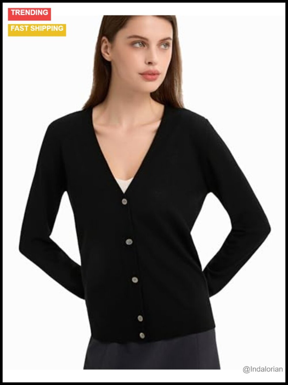 100% Merino Wool Cardigan Sweater Lightweight Fine Knit V Neck Slim Fit